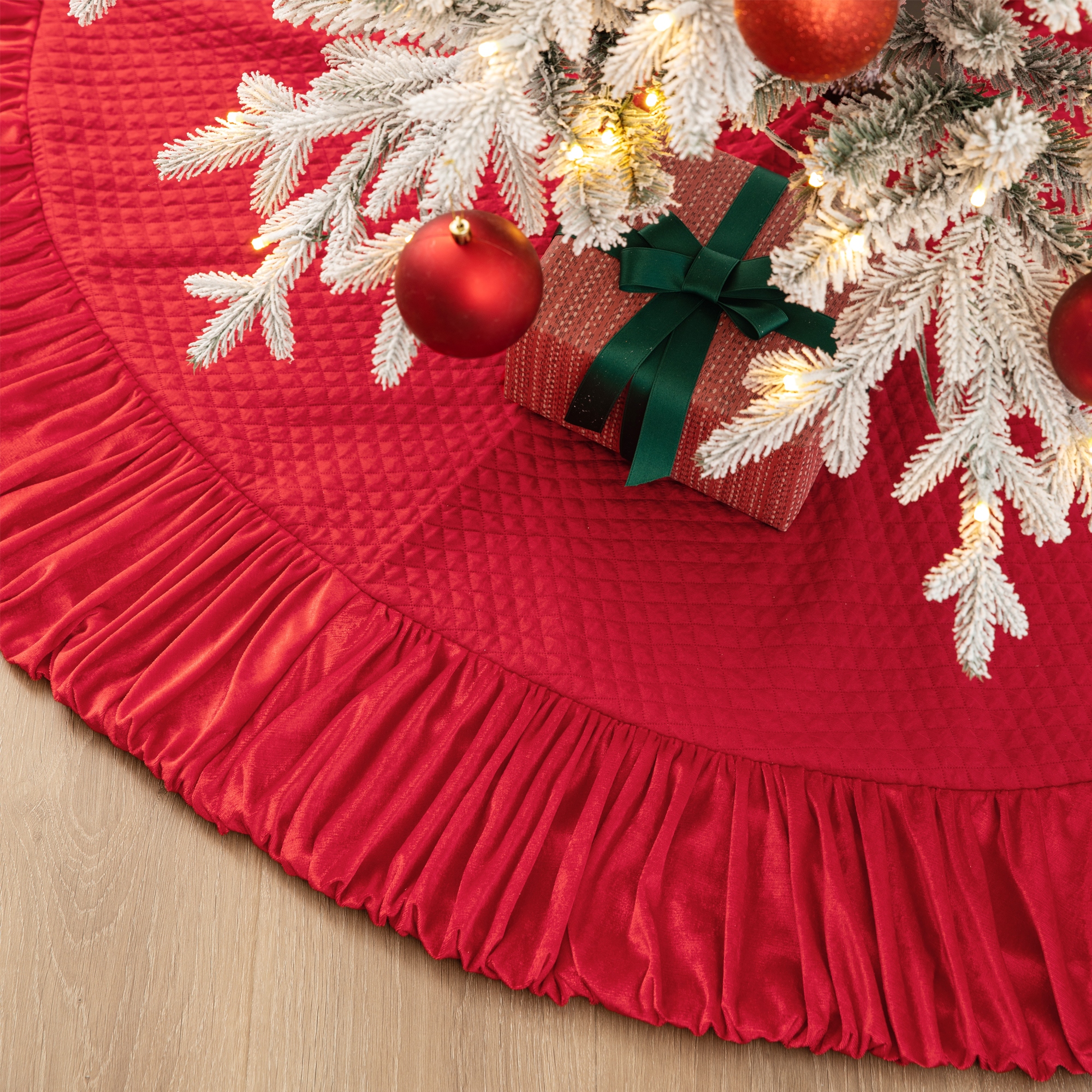 White satin christmas deals tree skirt