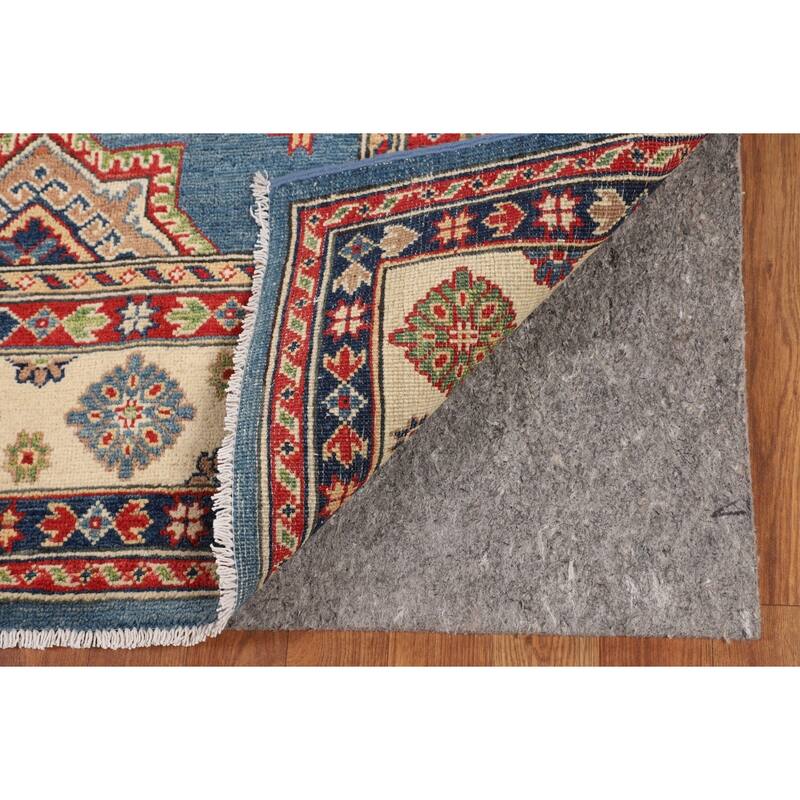 Blue Kazak Oriental Area Rug Hand-Knotted Wool Carpet - 6'7" x 9'10"