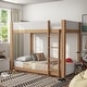 preview thumbnail 1 of 8, Furniture of America Oryas White and Natural Solid Wood Twin over Twin Low Profile Bunk Bed White and Natural