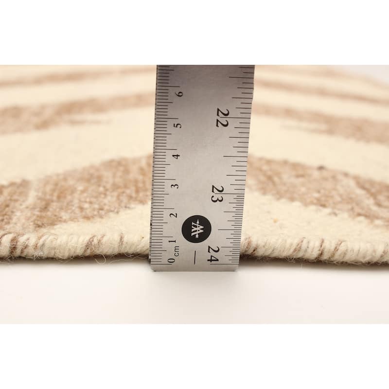 ECARPETGALLERY Flat-Weave Ankara FW Ivory Wool Kilim - 5'2 x 7'10
