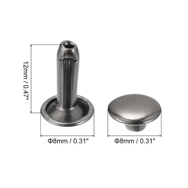 100 Sets Leather Rivets, 9mm Double Cap Rivets 10mm Height Studs Bed