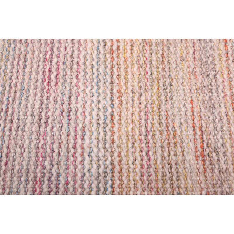 ECARPETGALLERY Flat-Weave Nevada Light Grey Wool Kilim - 5'4 x 7'9