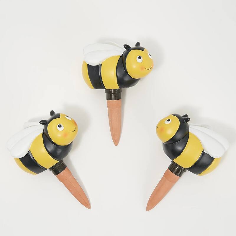 Set of 3 resin clay plant watering globe, Bumble bee
