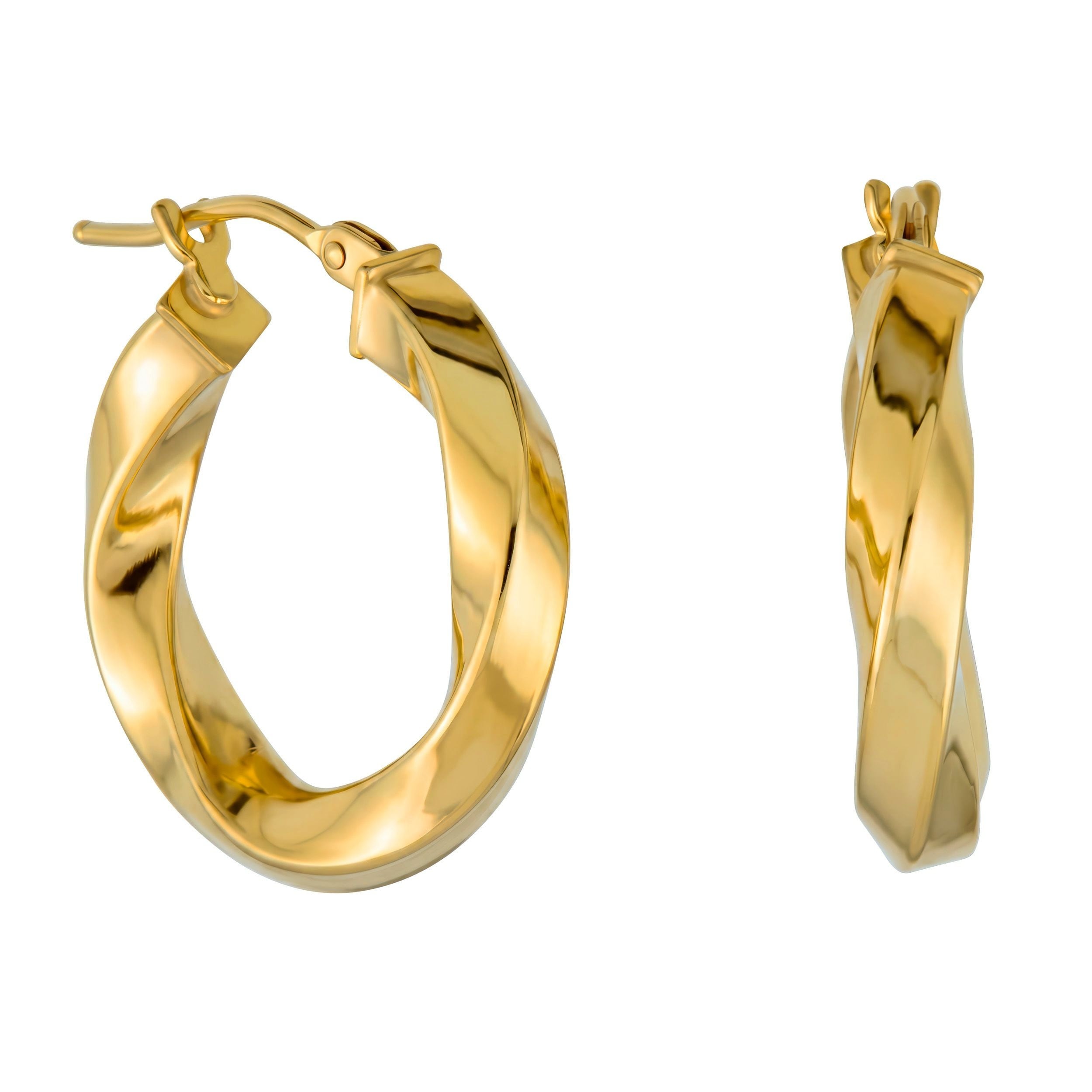 Au Naturale 14K Gold Filled 3mm Twisted Chunky Hoop Earrings (15 - 30mm)