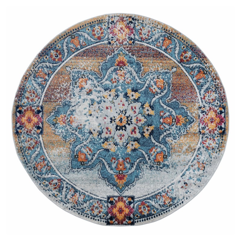 Aurelia Mata Orange Bordered Area Rug