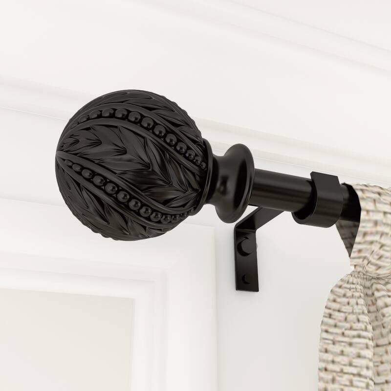 Debuono Black Adjustable Curtain Rod with Final Set
