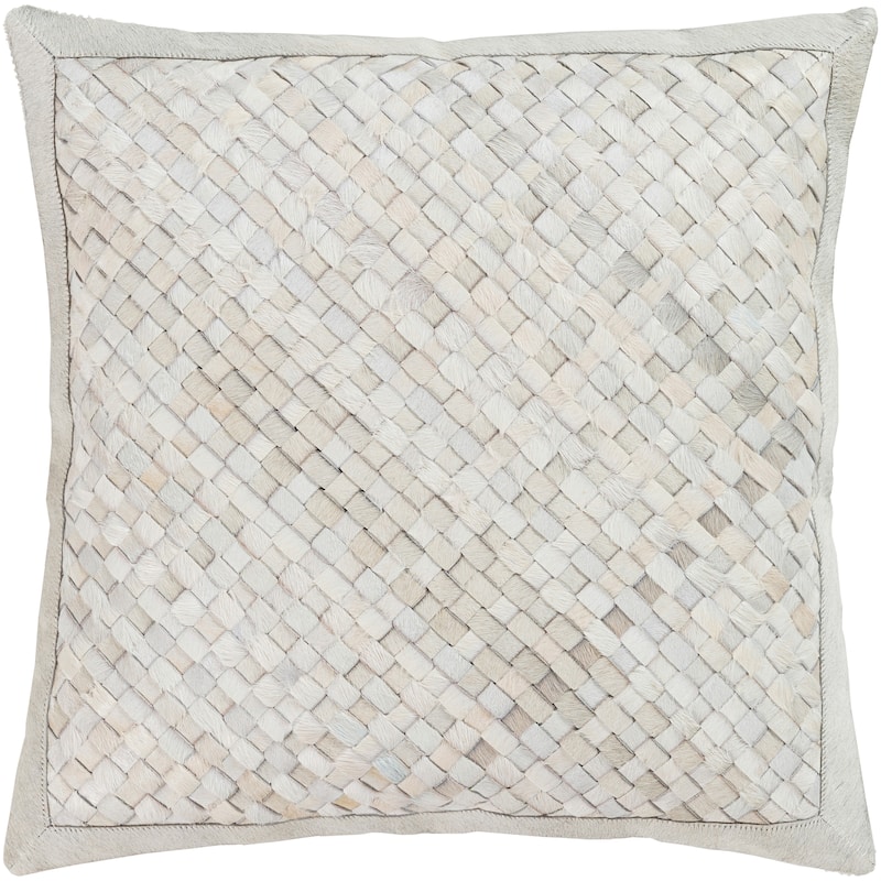 Tylar Detailed Woven Hair on Hide Leather Throw Pillow