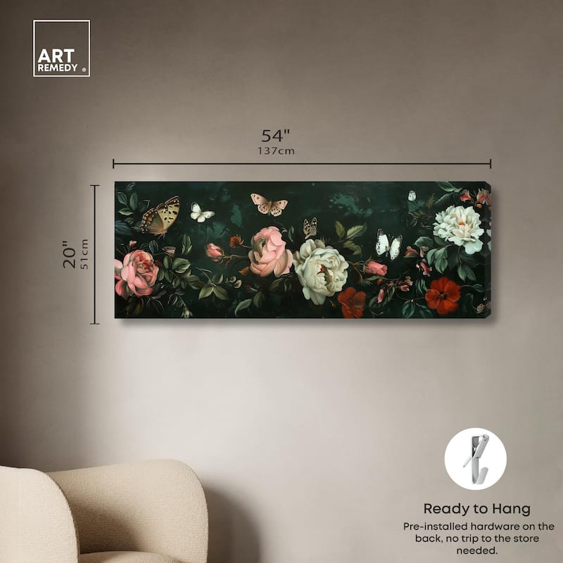 Emerald Floral II Panoramic Canvas by Art Remedy, Gallery Wrapped