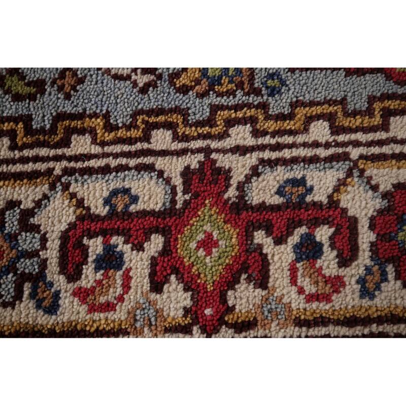 Light Blue Heriz Serapi Oriental Runner Rug Hand-Knotted Wool Carpet - 2'6"x 8'1"