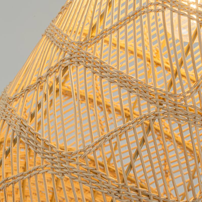 Kai 1-Light Rattan Pendant, Coastal Boho Japandi - Handwoven - 10" Wide