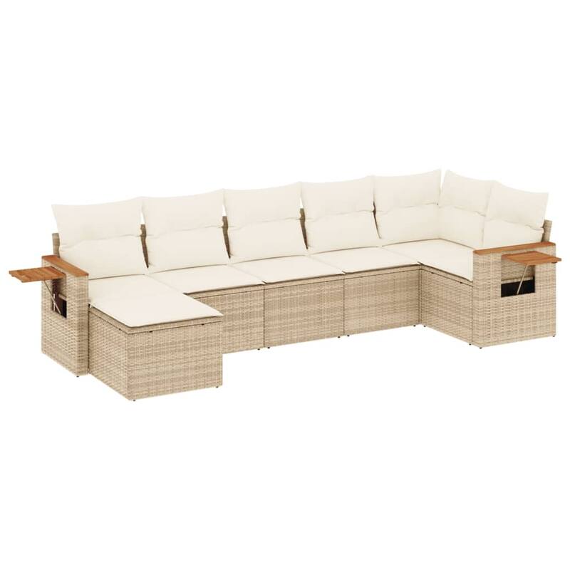 vidaXL Patio Sofa Set with Cushions Outdoor Conversation Furniture Poly Rattan