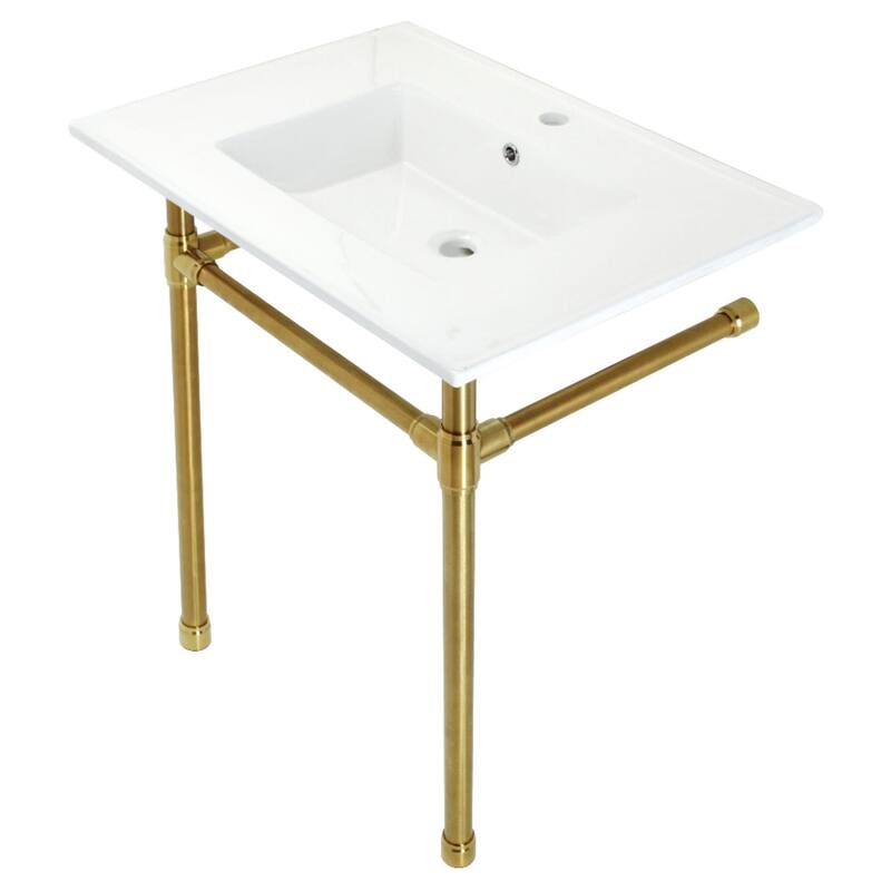 Kingston Brass Dreyfuss 31" Wide Console Sink Set - White / Brushed Brass