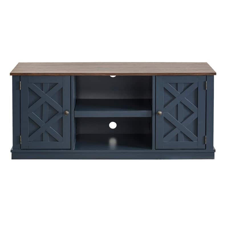 54" Farmhouse Wood TV Stand for TVs up to 60" - Navy