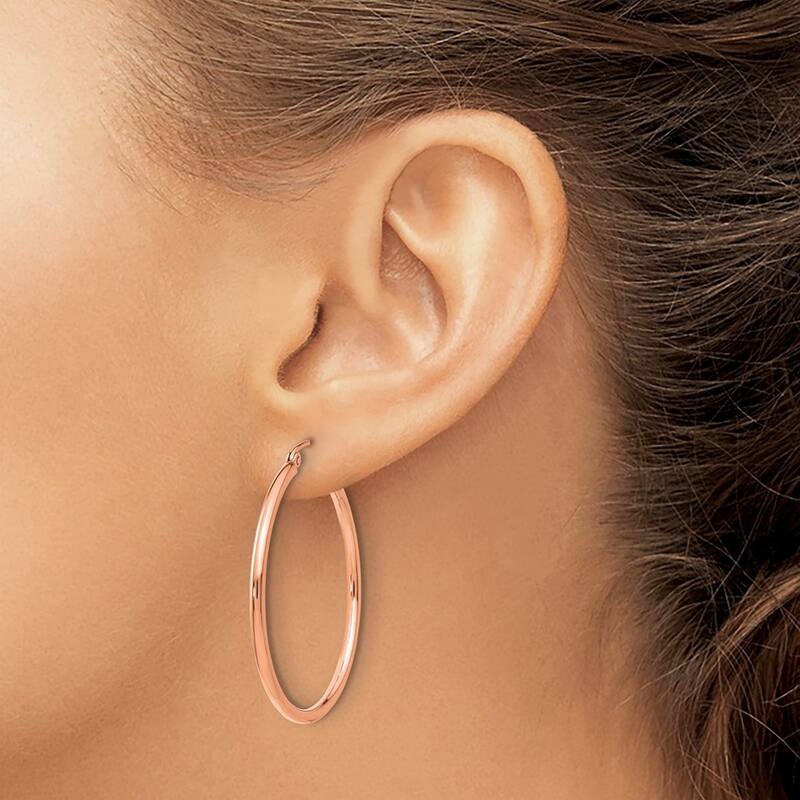 Curata 14k Rose Gold Polished Hoop Earrings - 35x35mm