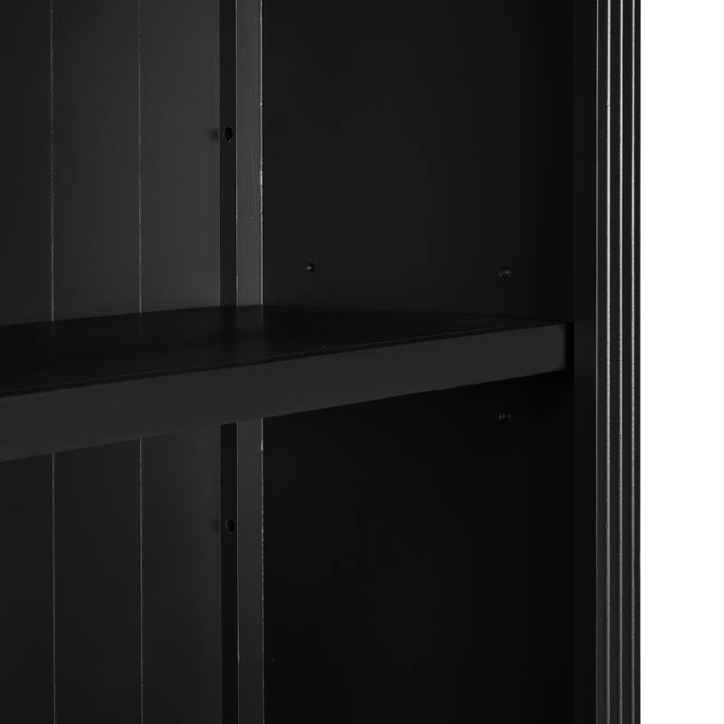 5-Tier Bookshelf with Storage Cabinet, 83" Tall Modern Bookcase with Glass Doors, Open Shelves, Floor Wooden Display Book Shelf