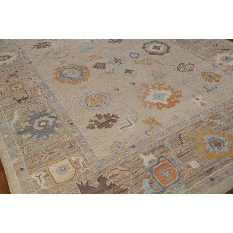 Hand Knotted Oriental 100% Wool Carpet Transitional All-Over Beige & Ivories Oushak Area Rug - 10' 0'' X 8' 2''