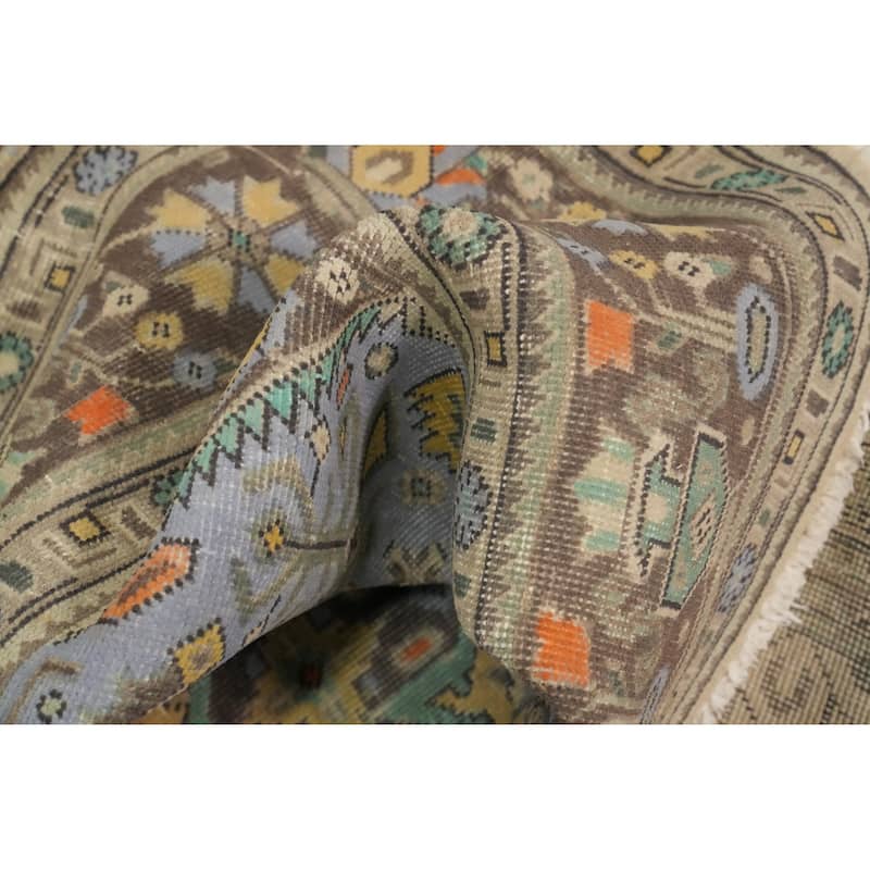 Hand Knotted Oriental 100% Wool Carpet Traditional Floral Yellow & Gold Tabriz Area Rug - 9' 4'' X 6' 5''