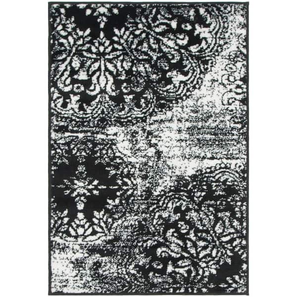 Unique Loom Grand Sofia Vintage Floral Area Rug or Runner Black 2.2
