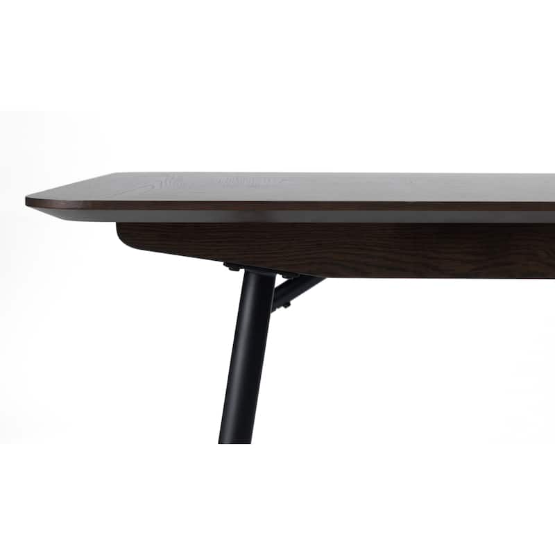 Rye Studio Modern Extendable Metal-Leg Dining Table, Espresso Oak - 35.5"W x 71"L x 29.7"H