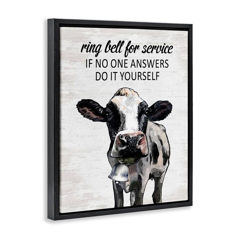 Stupell Laundry Service Cow Framed Floater Canvas Wall Art Design By Lettered and Lined