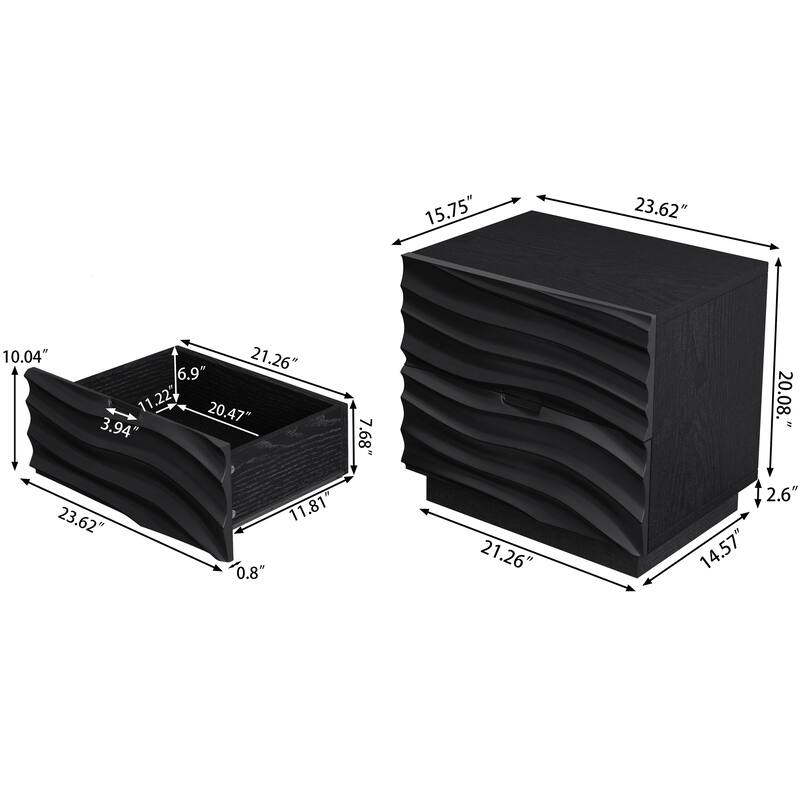 Solid Wood 2 Drawers Nightstands for Living Room and Bedroom Use