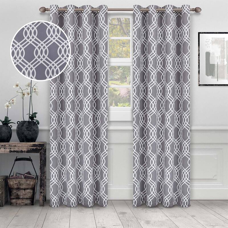 Superior Ribbon Washable Room Darkening Curtains, Set of 2 Panels - 52" x 63" - Silver