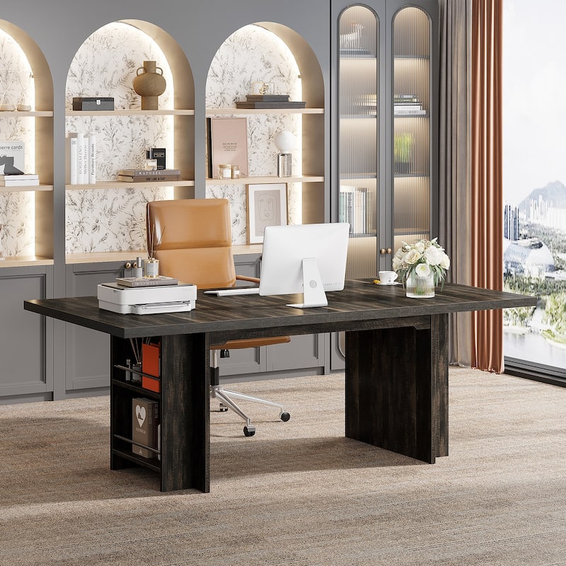 63-in Large Executive Desk, Home Office Desk Large Computer Writing Table with Storage