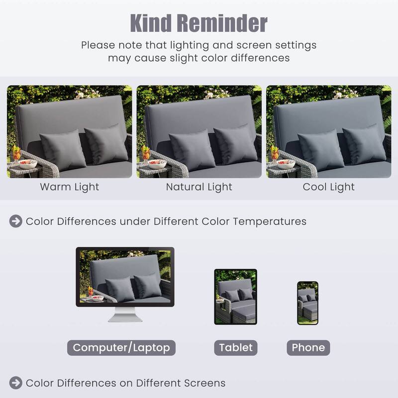 Costway Wicker Loveseat Sofa Set Patio Rattan Daybed with Ottoman & - See Details