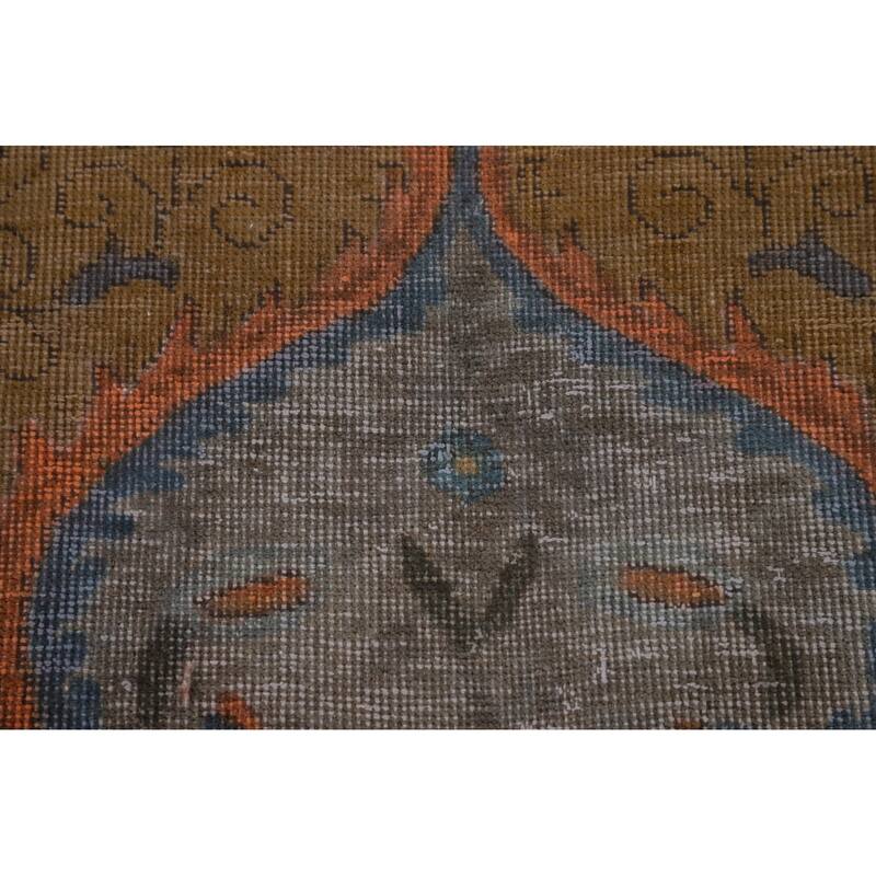 Distressed Tabriz Persian Antique Rug Hand-Knotted Wool Carpet - 7'1" x 10'11"