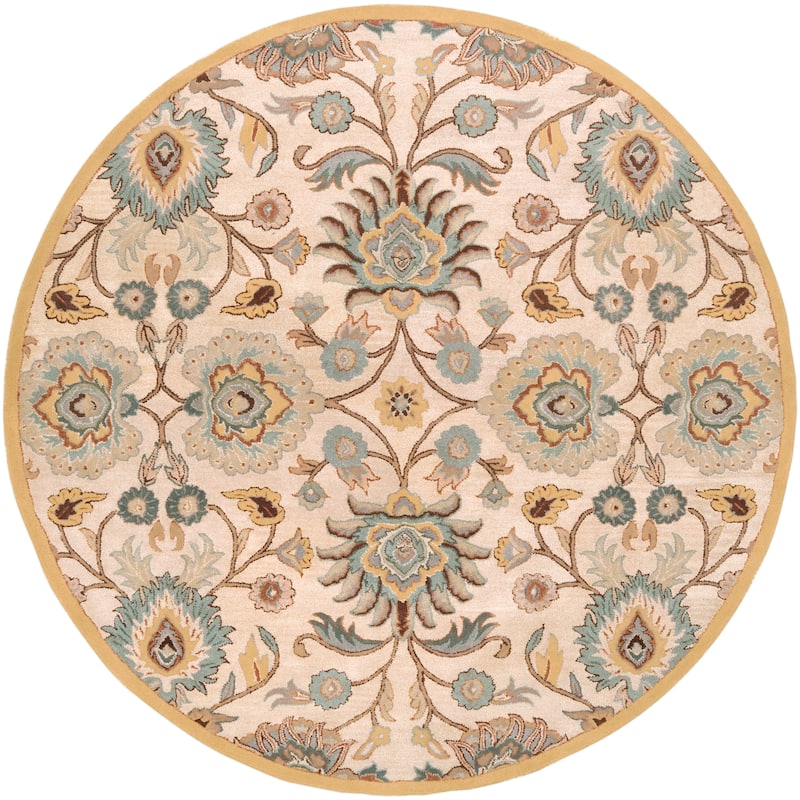 Hand-tufted Coliseum Beige Floral Wool Area Rug (8' x 11')