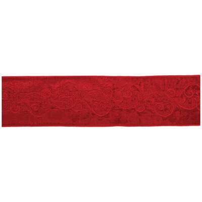 Ornate Embroidered Wired Ribbon 4" x 5 Yds. - N/A