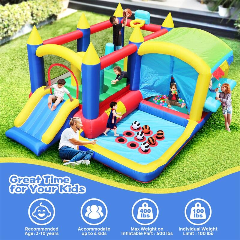 7 in 1 Inflatable Bounce House with Ball Pit - N/A