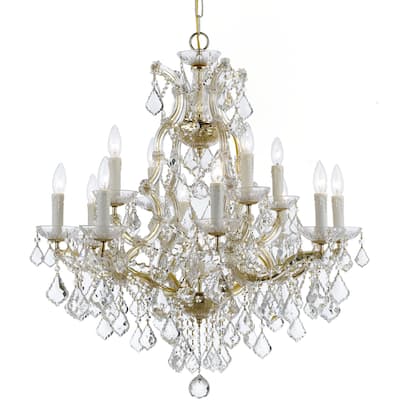Maria Theresa 13 Light Clear Crystal Gold Chandelier - 29'' W x 30'' H