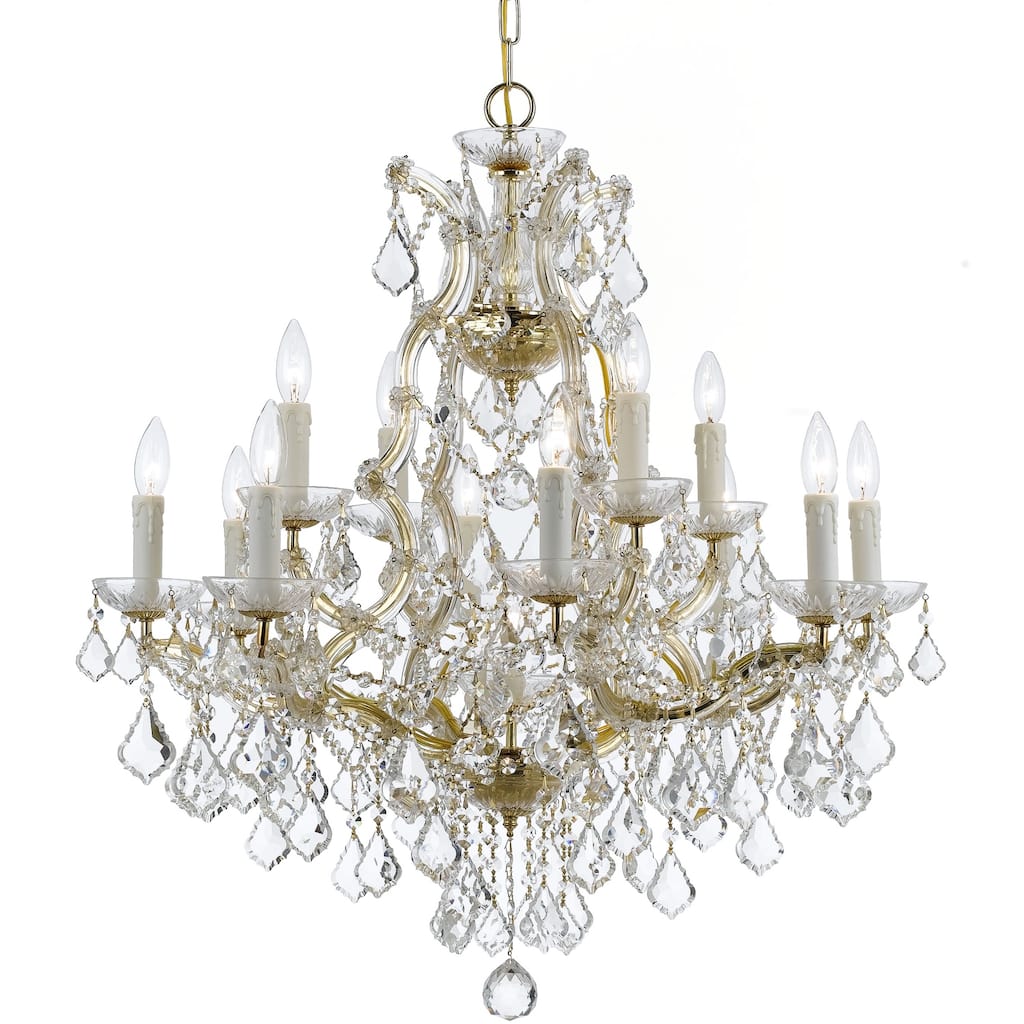 Maria Theresa 13 Light Clear Crystal Gold Chandelier - 29'' W x 30'' H