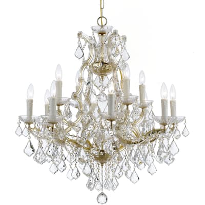 Maria Theresa 13 Light Spectra Crystal Gold Chandelier - 29'' W x 30'' H
