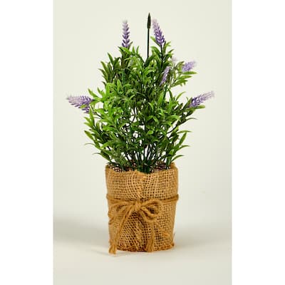 11" Artificial Lavender in 3" Burlap Pot - Purple - 11