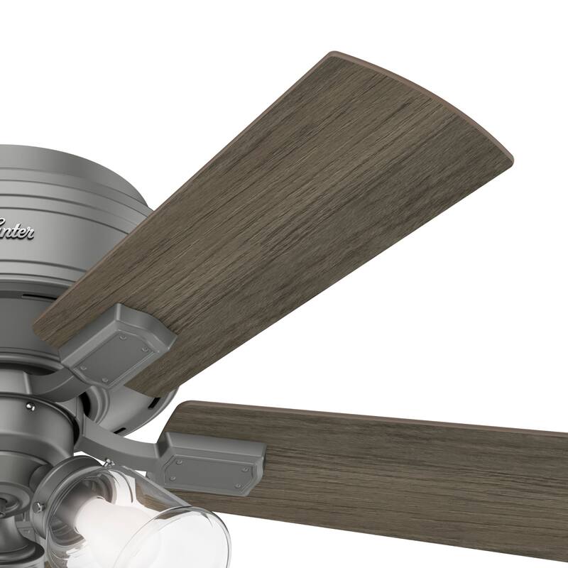 Hunter 42" Crestfield Low Profile Ceiling Fan with 3-Light LED Light Kit and Pull Chain - Casual, Farmhouse, Rustic