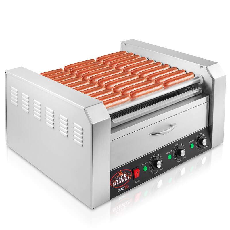 Electric Hot Dog Roller Grill Cooker Machines with Bun Warmer