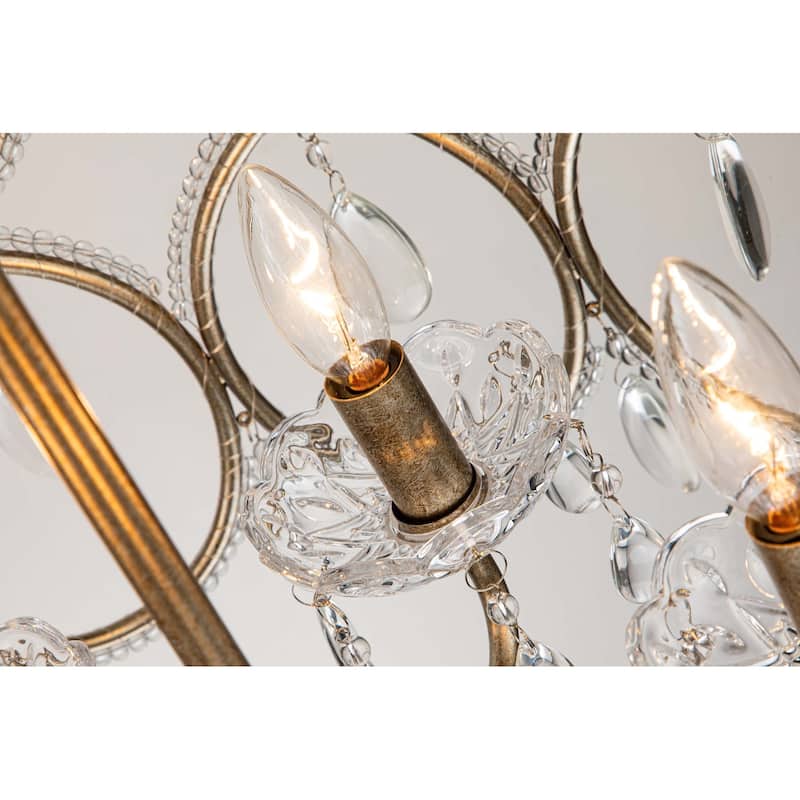 5-Light Mid-Century Modern Vintage Luxury Drum Crystal Chandelier Round Candle Pendant Light for Living Room