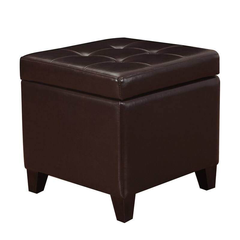 Adeco Bonded Leather Square Tufted Cubic Cube Storage Ottomans