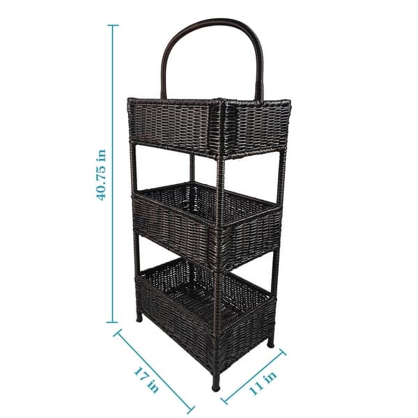 Ratan Racking C Rattan Woven 3-Layer Storage Rack Indoor and Outdoor Both can be Used ...
