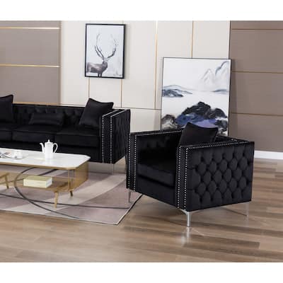 Silver Orchid Jonathan Black Velvet Armchair