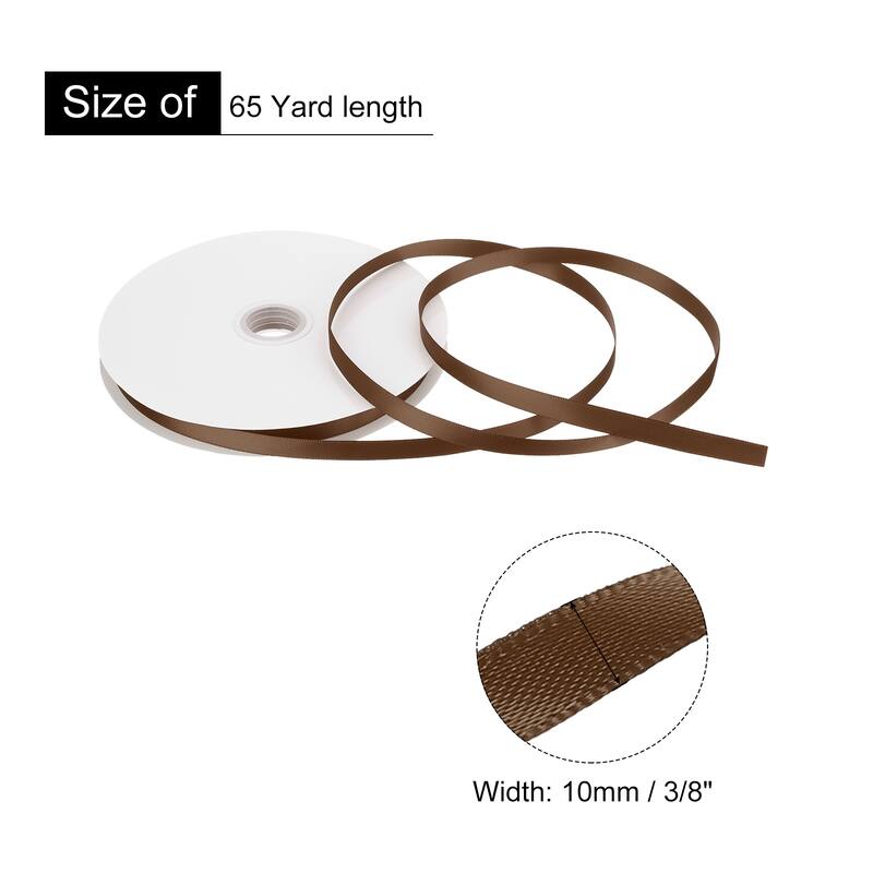 Satin Ribbon Grosgrain Valentine Solid Double Face Wedding Ribbon - Brown - 3/8" x 65 Yard