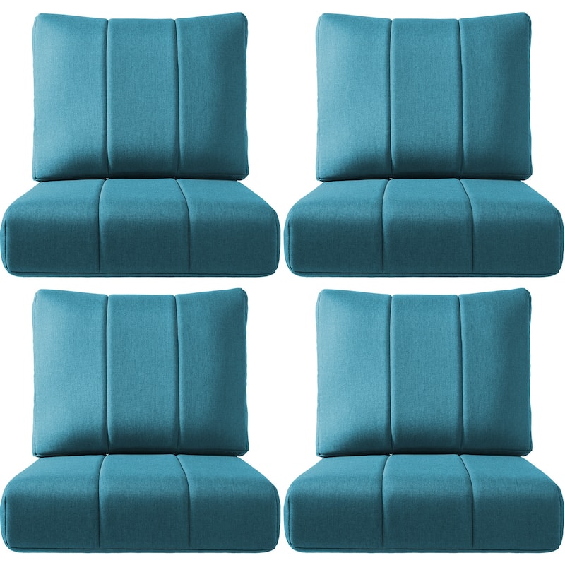 Ivora 24" W x 24" D x 6" T Water & Fade Resistant Outdoor Lounge Chair Replacement Cushion Set - 4 Sets - Peacock Blue