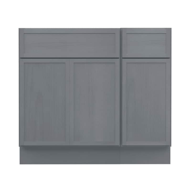 Vanity Art 36" Oak Freestanding Bathroom Vanity Cabinet without Top - Silver