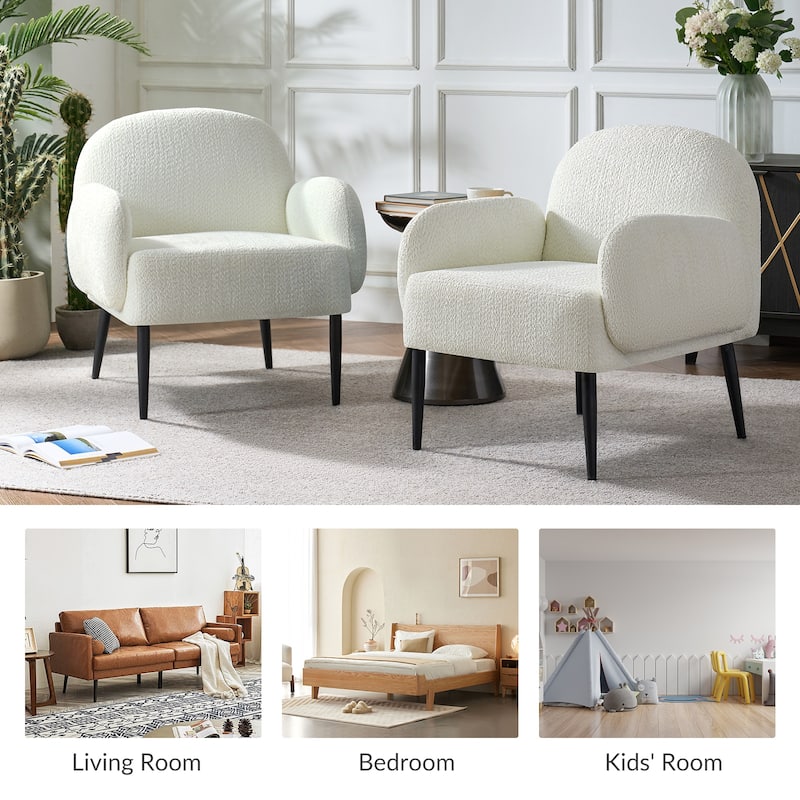 Abe Modern Boucle Accent Chair with Adjustable Metal Legs by HULALA HOME