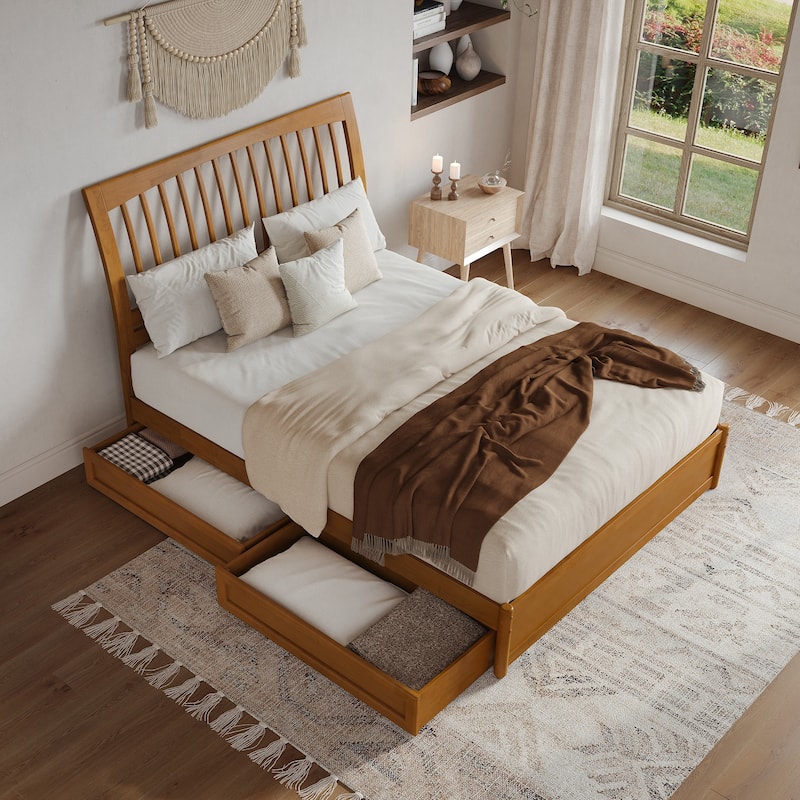 Roslyn Platform Bed with Panel Footboard and Storage Drawers