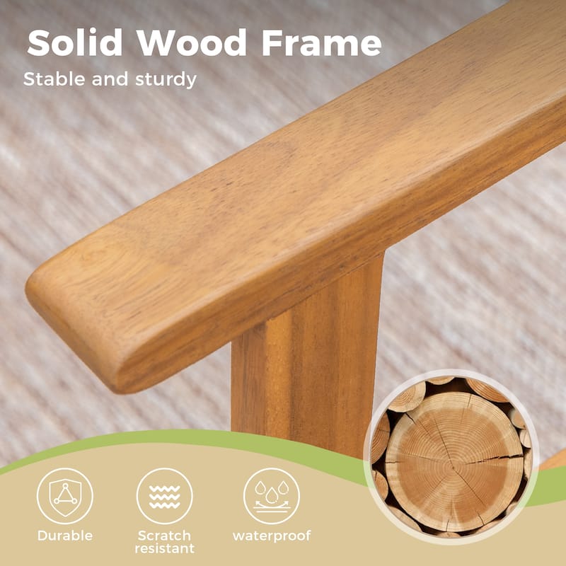 MAISON ARTS 2-Piece Patio Natural Solid Acacia Wood Dining Chairs, Patio Oil Finished Wooden Armchairs Set of 2
