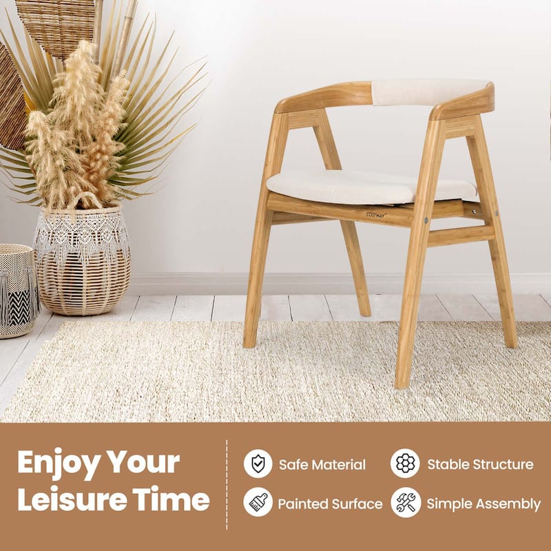 Modern Bamboo Dining Chair with Curved Backrest - 22.5" x 21.5" x29" (L x W x H)