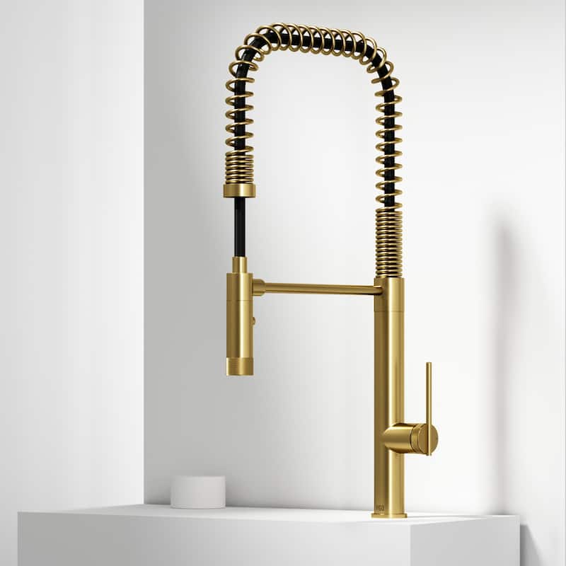 VIGO Sterling 23" H Single Handle Pull-Down Sprayer Kitchen Faucet - Without Extras - Matte Brushed Gold